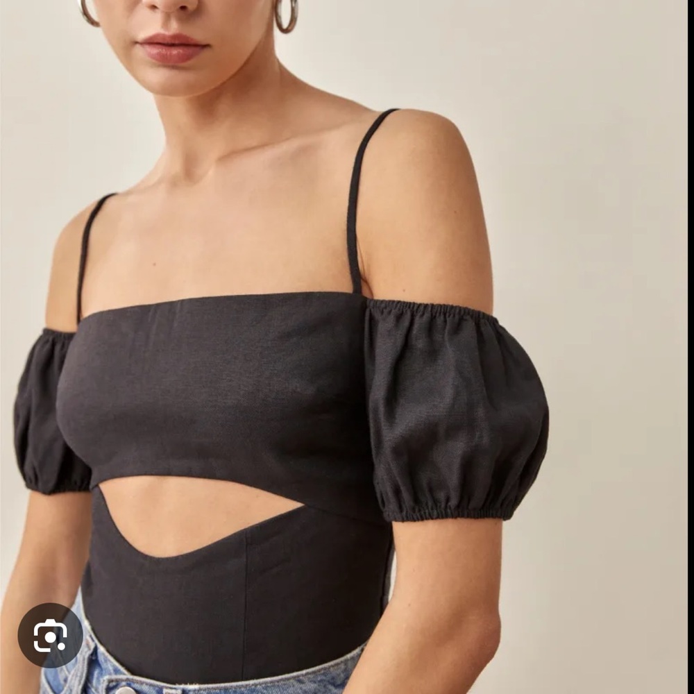 Reformation 100% Linen Lainey Off Shoulder Top
